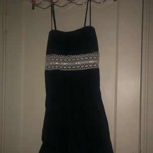 Cute strapless navy dress with tied bow in back